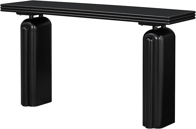 Elegant and Luxurious Acacia Veneer Console Table, Console Table Behind Couch Suitable for Entryway, Hallway, Living Room, Foyer, Corridor (Black-V06)