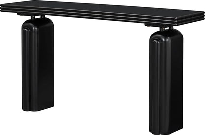 Elegant and Luxurious Acacia Veneer Console Table, Console Table Behind Couch Suitable for Entryway, Hallway, Living Room, Foyer, Corridor (Black-V06)