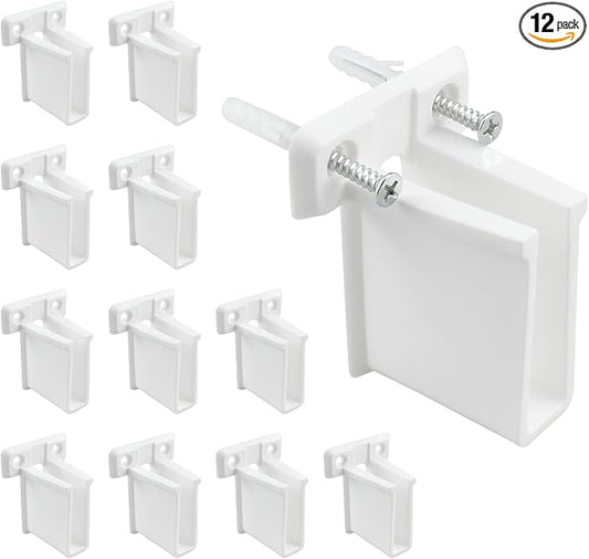 12 Pcs Wire Shelf End Bracket, Heavy Duty Wall Mount White Plastic Closet Shelves Brackets for Shelves Closet (Fasteners Included)