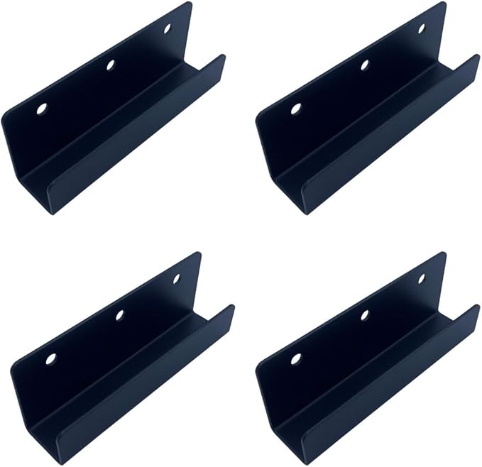 4 PCS Black Steel Wall Tile Bracket, Ladder Hanger for Wall Mount, U Bracket, Billboard Hook, Thickness 2 mm, Slot Width 25mm, XMH-UXGJ-25