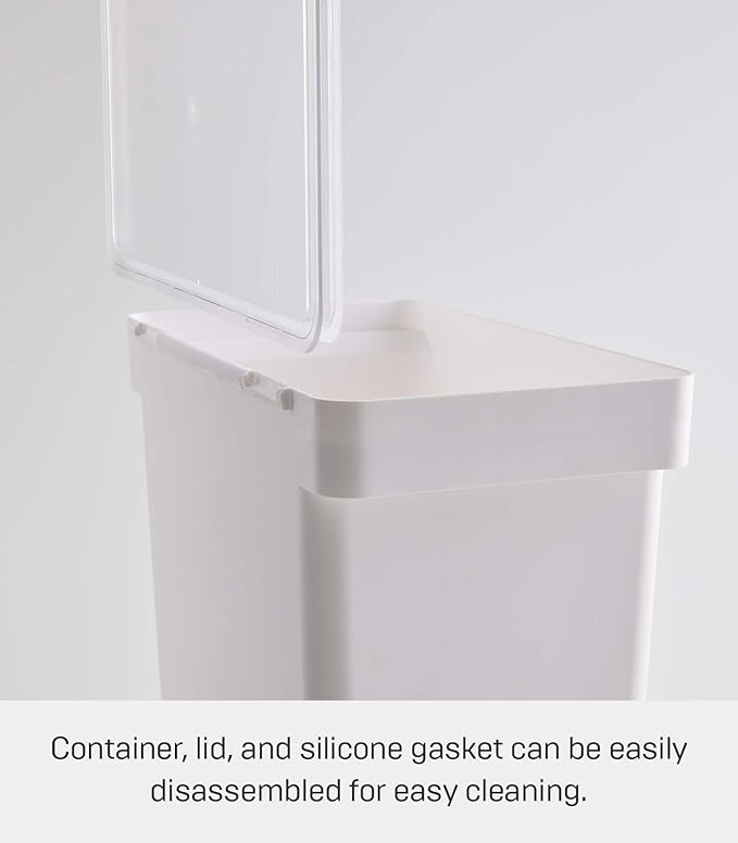 YAMAZAKI Home Tower Airtight Pet Food Storage Container - Cat And Dog Food Holder Bin With Transparent Lid And Handle - Extra Large - Polypropylene - 6.6 Gallons, 25 Liters
