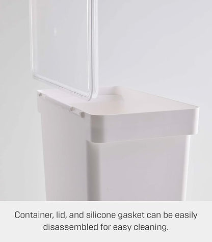 YAMAZAKI Home Tower Airtight Pet Food Storage Container - Cat And Dog Food Holder Bin With Transparent Lid And Handle - Extra Large - Polypropylene - 6.6 Gallons, 25 Liters