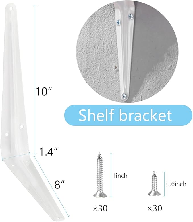 Shelf Brackets, White 10×8 in Heavy-Duty L Bracket 10 PCS, Metal Angle Bracket Used for Suspension Rustic Farmhouse Decoration