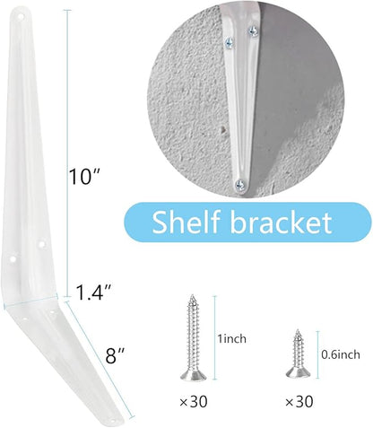 Shelf Brackets, White 10×8 in Heavy-Duty L Bracket 10 PCS, Metal Angle Bracket Used for Suspension Rustic Farmhouse Decoration