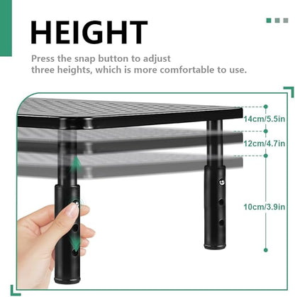 FURWOO 2 Pack Laptop Stand Desk Monitor Stand for Computer Printer Notebook 3 Height Adjustable Laptop Riser for Office Home School Black