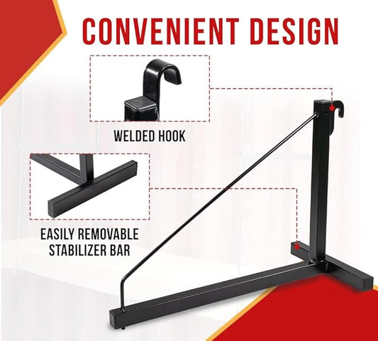 Mytee Products 2 Pack 1 Tier Shipping Container Shelving Bracket with Hooks - 16"x18", 550 lbs WLL - Black Powder Coated Steel for Heavy Duty Trailer Containers - Easy to Assemble & Remove