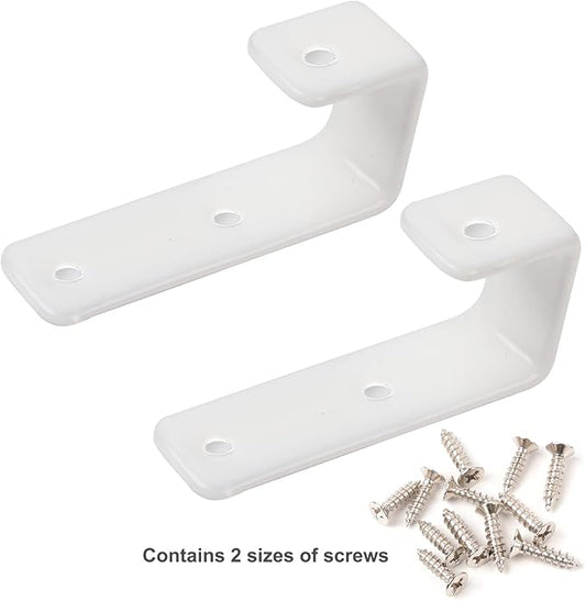 4 Pack Bunk Bed Ladder Hook, Inside 1" Kids Bunk Bed Replacement Hardware, White PVC Metal Loft Bed Ladder Hooks, Camper/Rv Bunk Ladder J Brackets with 2 Size Screws (4 Pcak, White)