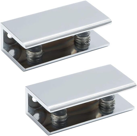 Alise Glass Shelf Bracket Adjustable Shower Brackets,Heavy Duty Rectangle Clamp Holder for 10-12mm Glass Shelves,Wall Mount Clamps Clip Support Hardware Replacement Parts,Polished Chrome 2 Pcs