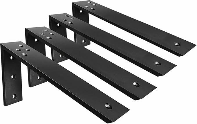 Countertop Support Brackets 4 Pack L Bracket Countertop Brackets 18" x 8" x 2.5" Heavy Duty 3/8" Thick Shelf Brackets Metal Corbels L Shape Bracket for Wood Shelf/Quartz/Granite/Concret Countertops
