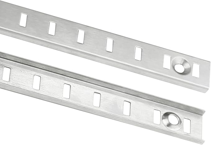 20 Sets 17 Inch Steel Pilaster Shelf Brackets, Adjustable Mortise Mount Rails with Shelf Support Clips and Screws for Wall Shelving, Cabinet, Closet Organization
