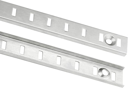 20 Sets 17 Inch Steel Pilaster Shelf Brackets, Adjustable Mortise Mount Rails with Shelf Support Clips and Screws for Wall Shelving, Cabinet, Closet Organization
