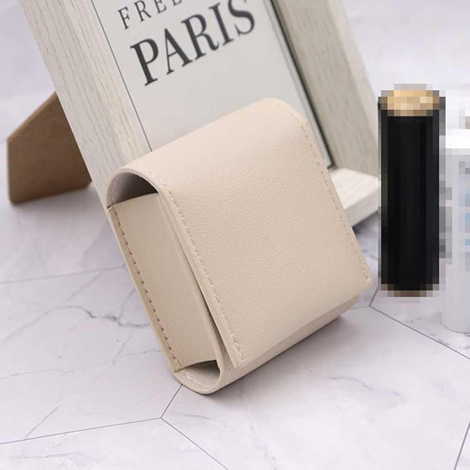Teensery Leather Lipstick Case Portable Lip Gloss Bag Lip Balm Holder Case Lipstick Storage Box Organizer with Mirror for Women Ladies, 1 Piece