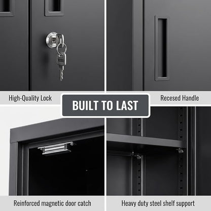 CJF Metal Storage Cabinet, 71" H Locking Storage Cabinet with Drawer and Adjustable Shelves, Steel Cabinets for Garage, Home Office, Kitchen (Black)