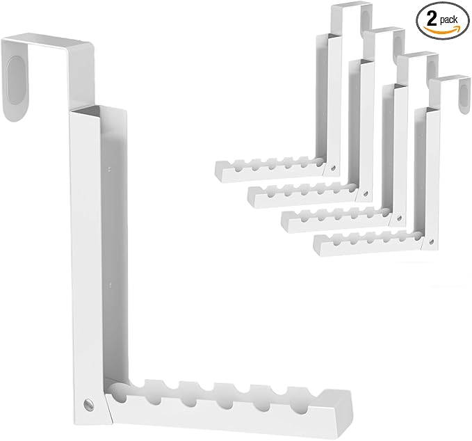 Over the Door Hooks, Extended Over the Door Storage Hook,Space-Saving Over the Door Rack,Door Hooks for Hanging Clothes,Larger Capacity Over the Door Hanger (4, BK-White)