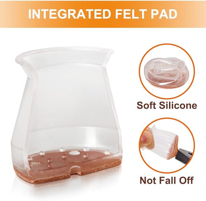 32 Pcs Chair Leg Floor Protectors for Hardwood Floors Silicone Covers to Protect Wood Tile Floors Scratches Felt Pads Furniture Leg Caps Reduce Noise (Fit:0.9"-1.29")