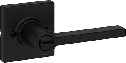 Kwikset Casey Interior Privacy Door Handle with Lock, Door Lever for Bathroom and Bedroom, Matte Black Reversible Keyless Turn Lock, with Microban Protection (Pack of 6)