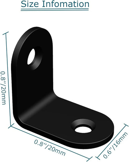 Corner Brace, L Bracket, Corner Brackets of Stainless Steel,Small Angle Support for Home Improvement, Metal Iron Braces for Wood Aufuga (50, Black, 0.8x0.8x0.6)