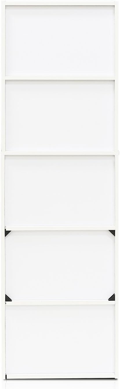 Furinno LUDER Book Shelf, 5-Cube Bookshelf, Bookcase with Open Shelf, 9.4 x 15.8 x 52, for Living Room, Bedroom, Home Office, White/Light Blue