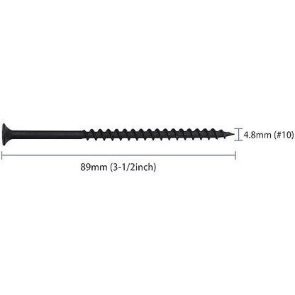 65pcs #10 × 3-1/2 inch High Hardness Drywall Screws, Black, Coarse Thread, Phillips Drive, Bugle Head, Black Wood Screws, Long Screws, Wood and More
