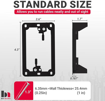 BestMounts Low Voltage Mounting Bracket 1 Gang, 12 Pack for Single Gang Wall Plate, Telephone Wires, Network Cables, HDMI, Coaxial, Speaker Cables - Low Voltage Box Cable Wall Plate Bracket, Mud Ring