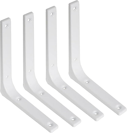 SAYAYO Wall Shelf Brackets White, 6 x 5 Inch Iron Metal Shelf Brackets L Shaped Corner Support Brackets for DIY Floating Shelf, 4 PCS