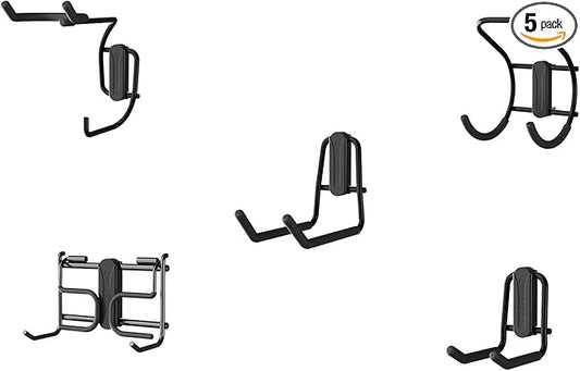 ClosetMaid MaxLoad 5-Pack Garage Hooks & Hangers Wall Mount Heavy Duty Storage for Cords, Power Equipment, Long Handle Tools, Cords, Hoses, Shovels, Black