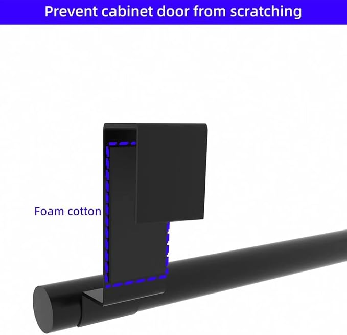 Cabinet Door Towel Holder, Over Cabinet Towel Bar, Stainless Steel Dish Towel Holder for Cabinet Door Kicthen Towel Rack, Matte Black 2 Pack