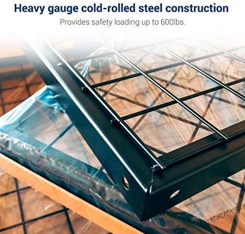 FLEXIMOUNTS 2-Piece Overhead Garage Storage Rack Set w/Hooks Adjustable Ceiling Storage Racks, 96" Length x 48" Width x 40" Height, 2 Sets, Black, Classic Series
