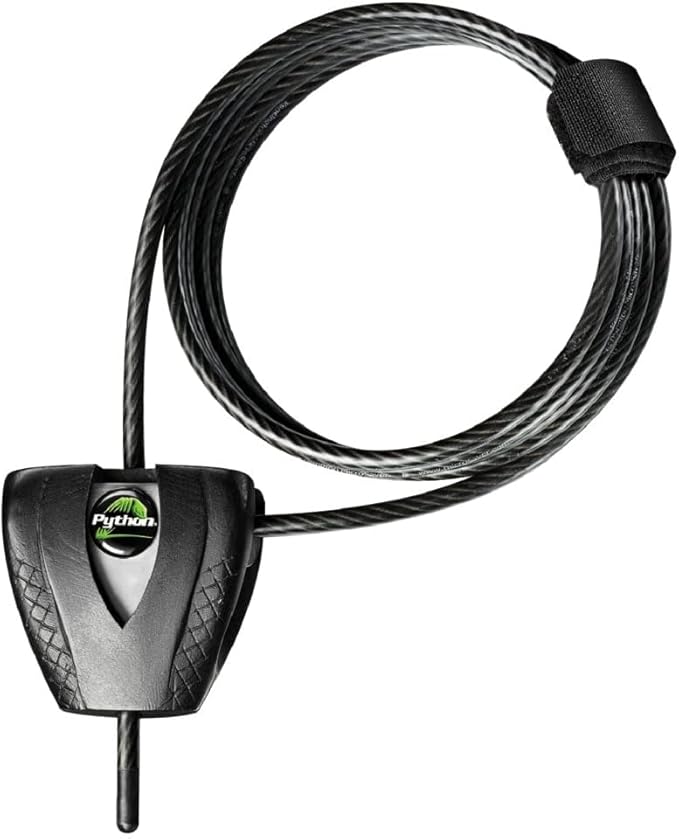 Master Lock Black Python Bike Lock with Key, Adjustable Metal Cable Lock has a Weather Resistant Vinyl Coating for Outdoor Equipment, Bicycles, 6 Feet Long, 8417D