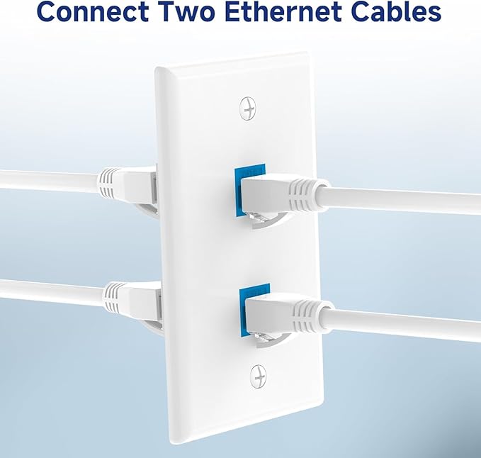 VCE 2-Port Ethernet Wall Plate (UL-Listed), CAT6 Wall Plate and Jack, RJ45 Keystone Wall Outlet with Single Gang Low Voltage Mounting Bracket, Blue 6-Pack