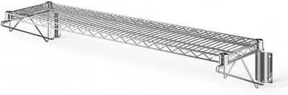 14" x 48" Chrome Wall-Mounted Wire Shelf with Epoxy Coating, Heavy-Duty Steel Storage Rack, NSF Certified, Easy Installation, Open Wire Design for Kitchen, Garage, or Utility Storage