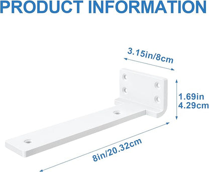 Heavy Duty Shelf Brackets, Floating Shelf Bracket 8 inch 4 Pack L Brackets for Shelves White Metal Support Bracket for DIY Decorative with Screws