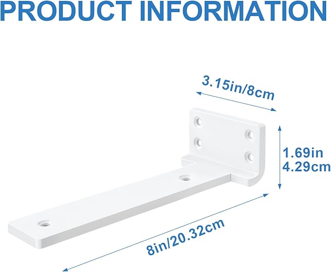 Heavy Duty Shelf Brackets, Floating Shelf Bracket 8 inch 8 Pack L Brackets for Shelves White Metal Support Bracket for DIY Decorative with Screws