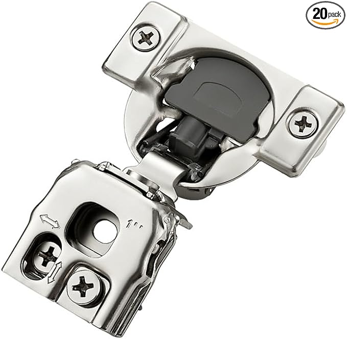 20 Pack 10 Pair 1 inch Overlay Soft Close Hinges for Kitchen Cabinet Hinges Satin Nickel Hidden Hinges Stainless Steel Concealed Hinge self Closing