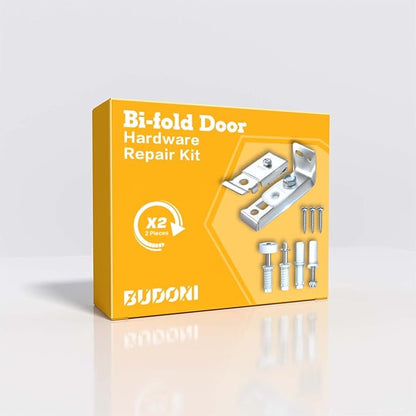 Bifold Door Hardware Repair Kit - 2 Pack Bi-fold Sliding Closet Door Hardware Kit for 7/8" to 1" Track, Folding Pocket Door Replacement Parts Set Include Top Bottom Pivots Bracket and Guide Wheel