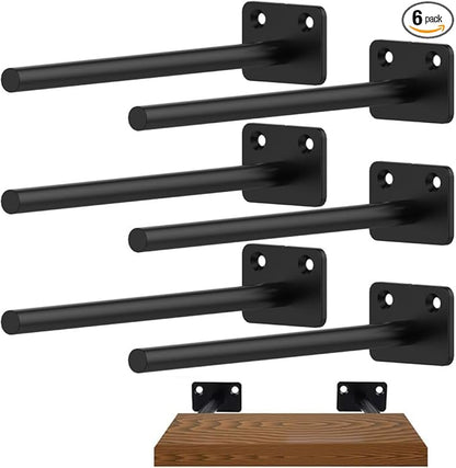 Floating Shelf Brackets, 8 inch Hidden Shelf Brackets Heavy Duty Blind Shelf Support, 150LBS Load Capacity, 6 Pack Floating Shelf Hardware for DIY Wood Wall Floating Shelves