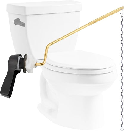 Hibbent Universal Metal Side Mount Toilet Handle Replacement Kit, Brass Toilet Flush Tank Lever with Stainless Steel Flapper Chains for Most Toilets, Oil-Rubbed Bronze