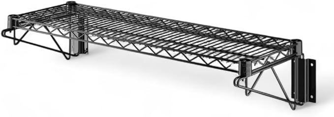 14" x 36" Black Wall-Mounted Wire Shelf with Epoxy Coating, Heavy-Duty Steel Storage Rack, NSF Certified, Easy Installation, Open Wire Design for Kitchen, Garage, or Utility Storage