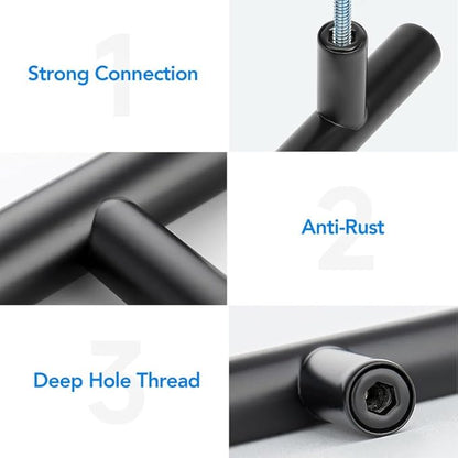 Black Cabinet Handles 3 Inch Hole Spacing Stainless Steel Drawer Pulls for Cabinets, Dresser, Bathroom 5 Pack