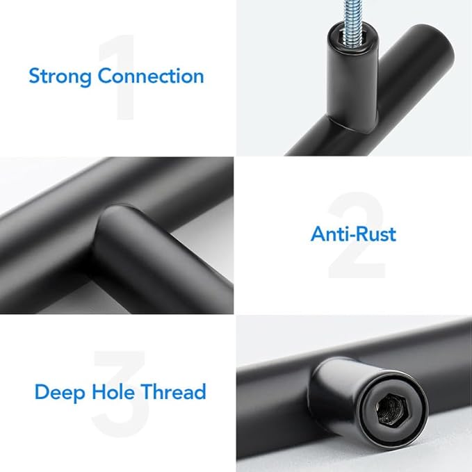 Black Cabinet Handles 8-3/4 Inch Hole Spacing Stainless Steel Drawer Pulls for Cabinets, Dresser, Bathroom 10 Pack