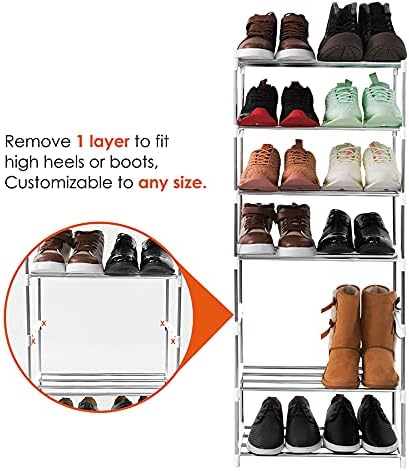 3-Tier Stackable Small Shoe Rack, Lightweight Shoe Shelf Storage Organizer for Entryway, Hallway and Closet(White)