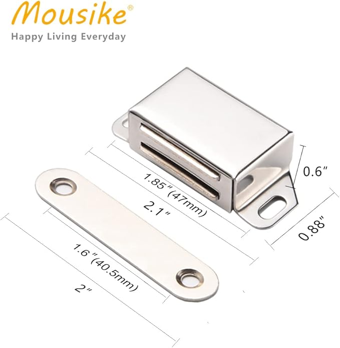 Mousike Cabinet Magnets 30lb Stainless Steel Magnetic Door Catch with Strong Magnetic for Kitchen Cupboard Wardrobe Closet Cabinet Door Drawer Latch