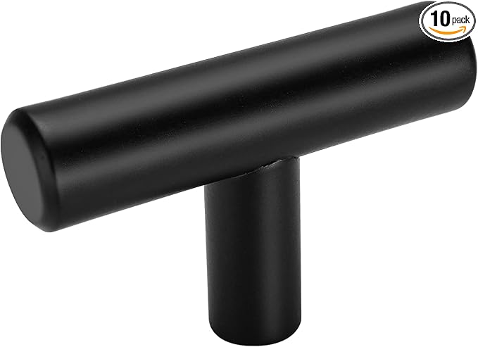 Goldenwarm 10 Pack Black Cabinet Knobs Matte Black Drawer Knobs Single Hole Cabinet Pulls Handles Door Cupboards Drawers Bedroom Furniture Handles 50mm/2in Overall Length