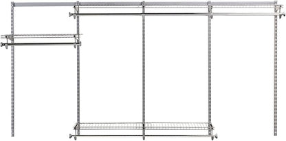 Rubbermaid Configurations Custom Closet Kit 4-8 Ft. Adjustable Metal Wire Shelving Titanium Finish Expandable Organization System Hardware Included for Home Closet/Pantry/Laundry/Mudroom