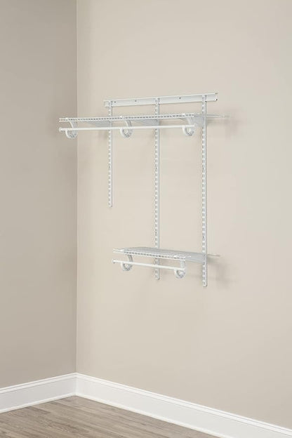 ClosetMaid ShelfTrack Wire Closet Organizer System, Adjustable from 2 to 4 Ft., With Shelves, Clothes Rods, Hardware, Durable Steel, White