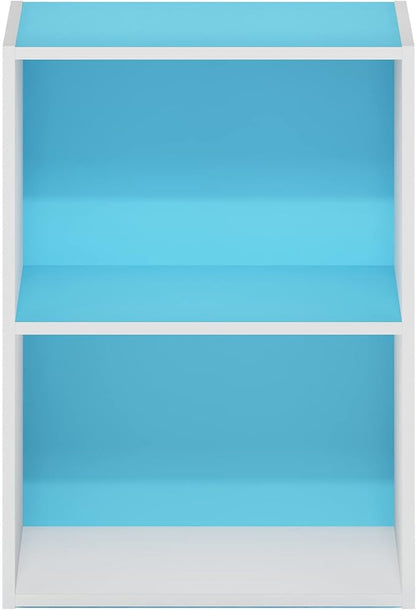 Furinno Luder Bookcase/Book/Storage, 2-Tier, Light Blue/White (Pack of 4)