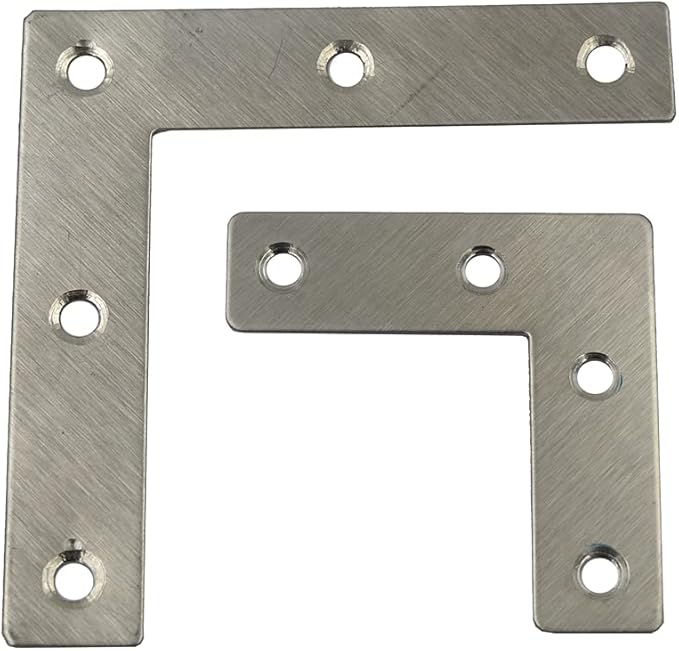 DGOL 24 Packs Two Sizes 3-1/8 inch and 2 inch L Stainless Steel Flat Corner Braces with Screw, Picture Photo Frame Angle Bracket