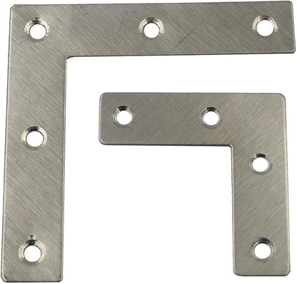 DGOL 24 Packs Two Sizes 3-1/8 inch and 2 inch L Stainless Steel Flat Corner Braces with Screw, Picture Photo Frame Angle Bracket