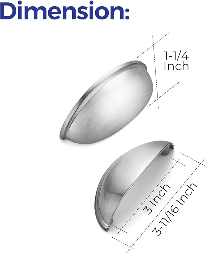 Ravinte 30 Pack 3" Drawer Pulls Brushed Nickel Cabinet Pulls Kitchen Hardware Cabinet Handles Drawer Handles Knobs 3 inch Hole Center