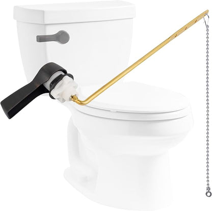 Hibbent Universal Front Mount Metal Toilet Handle Replacement Kit, Brass Toilet Tank Flush Lever with Stainless Steel Adjustable Flapper Chains for Most Toilets, Oil-Rubbed Bronze